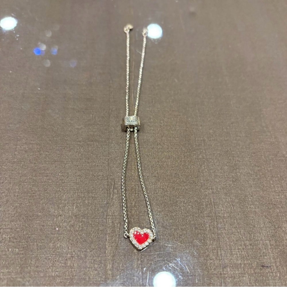 Dkny Red and Silver Bracelet with Heart Charm